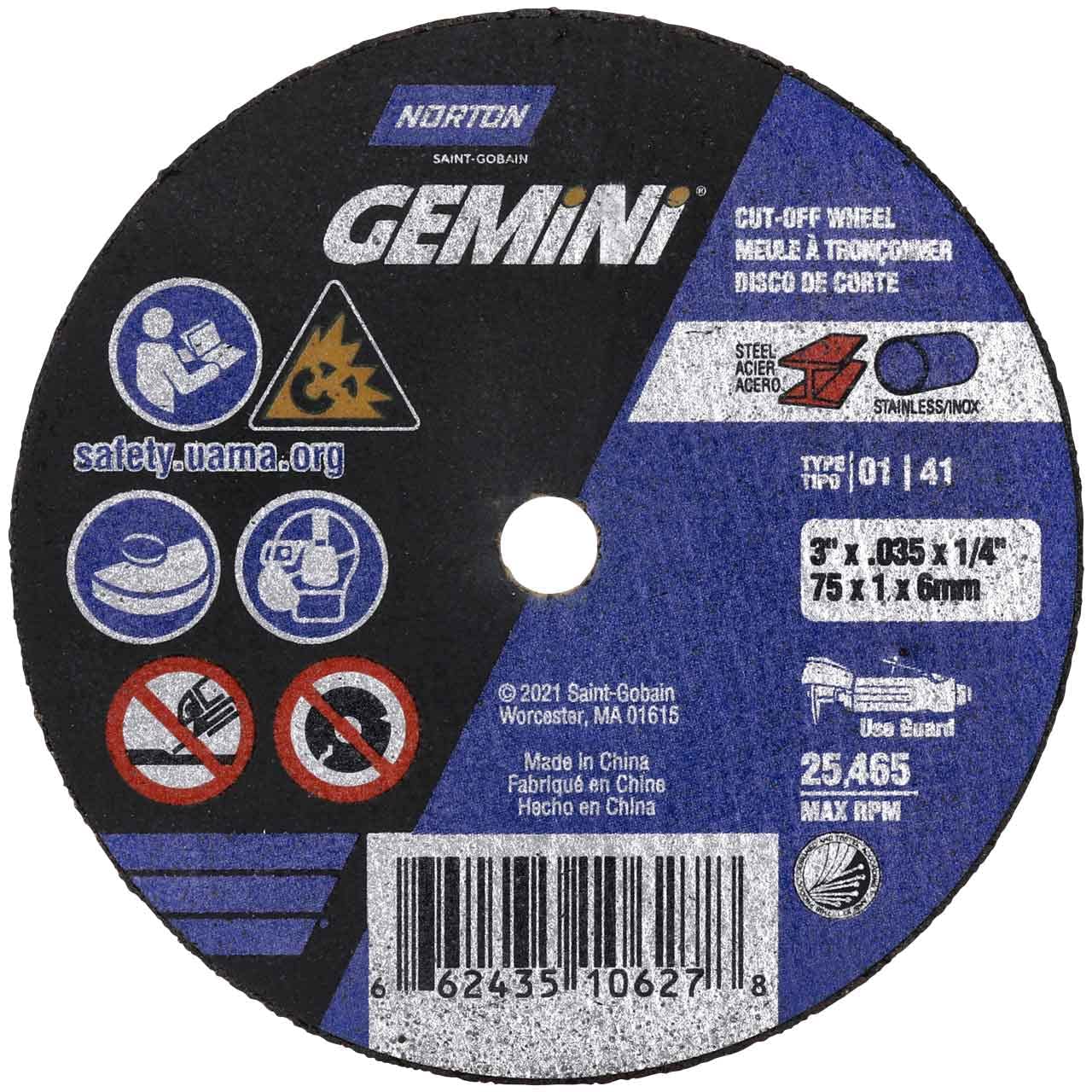 Amazon.com: Type 01 Gemini Reinforced Cut-Off Wheels - 3